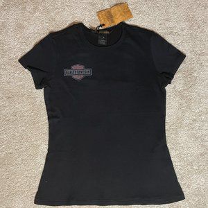 Women's Small Black Harley Davidson T-Shirt with eagle logo on back